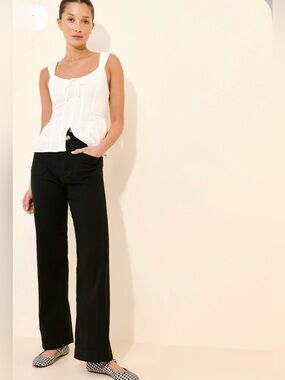 Maeve Anthropologie The Collette Women’s  Black Wide-Leg Pants size 31 Tall